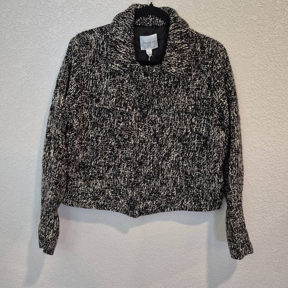 Jason Wu Women's Long Sleeve Tweed Collared Shirt Jacket Size 10